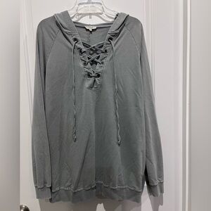 Easel Gray Lace-Up Sweatshirt